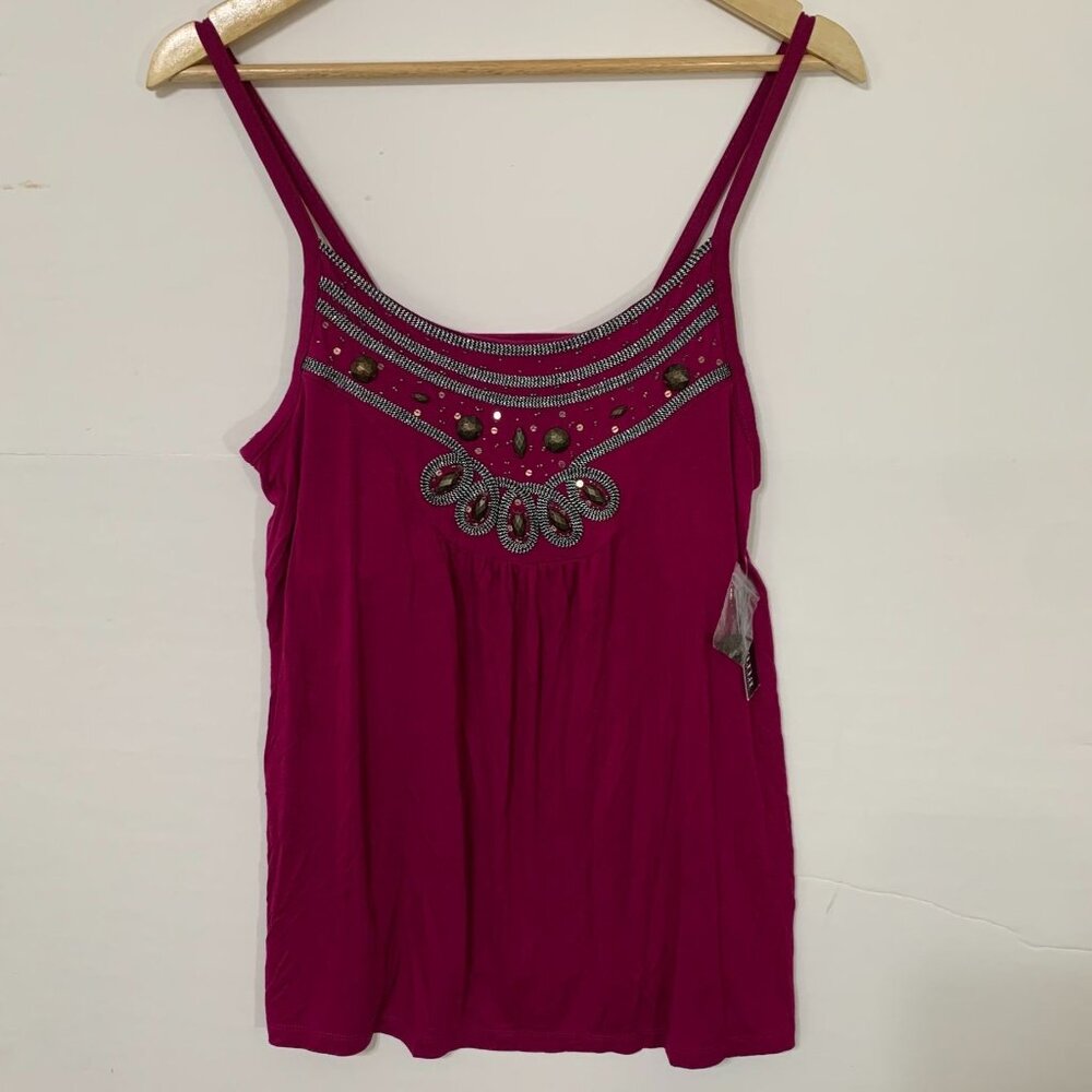 NWT Apt 9 Pink Embellished Tank Lined Bra‎ Boho Size Medium